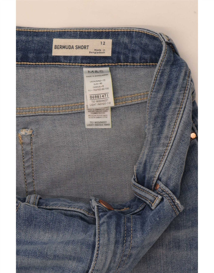 Bermuda feminina Marks & Spencer desgastada Reino Unido 12 médio W30 azul
