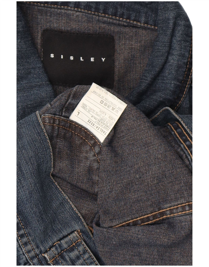 Jaqueta jeans masculina Sisley UK 40 grande algodão azul