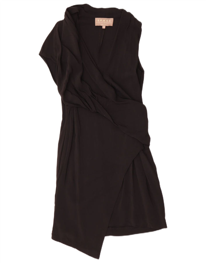 Vestido feminino assimétrico sem mangas VINTAGE IT 44 viscose preta média