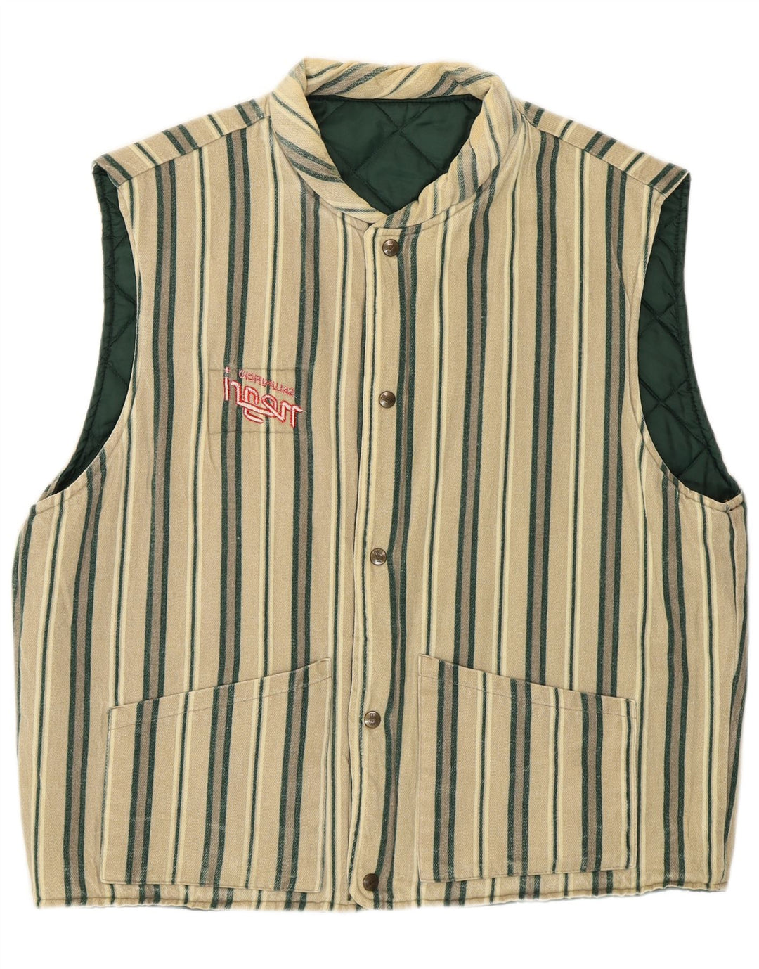 Colete acolchoado reversível masculino criativo UK 40 verde grande