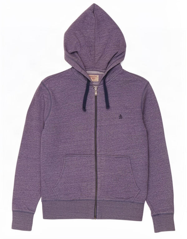 Suéter masculino Penguin com capuz e zíper, algodão manchado roxo médio