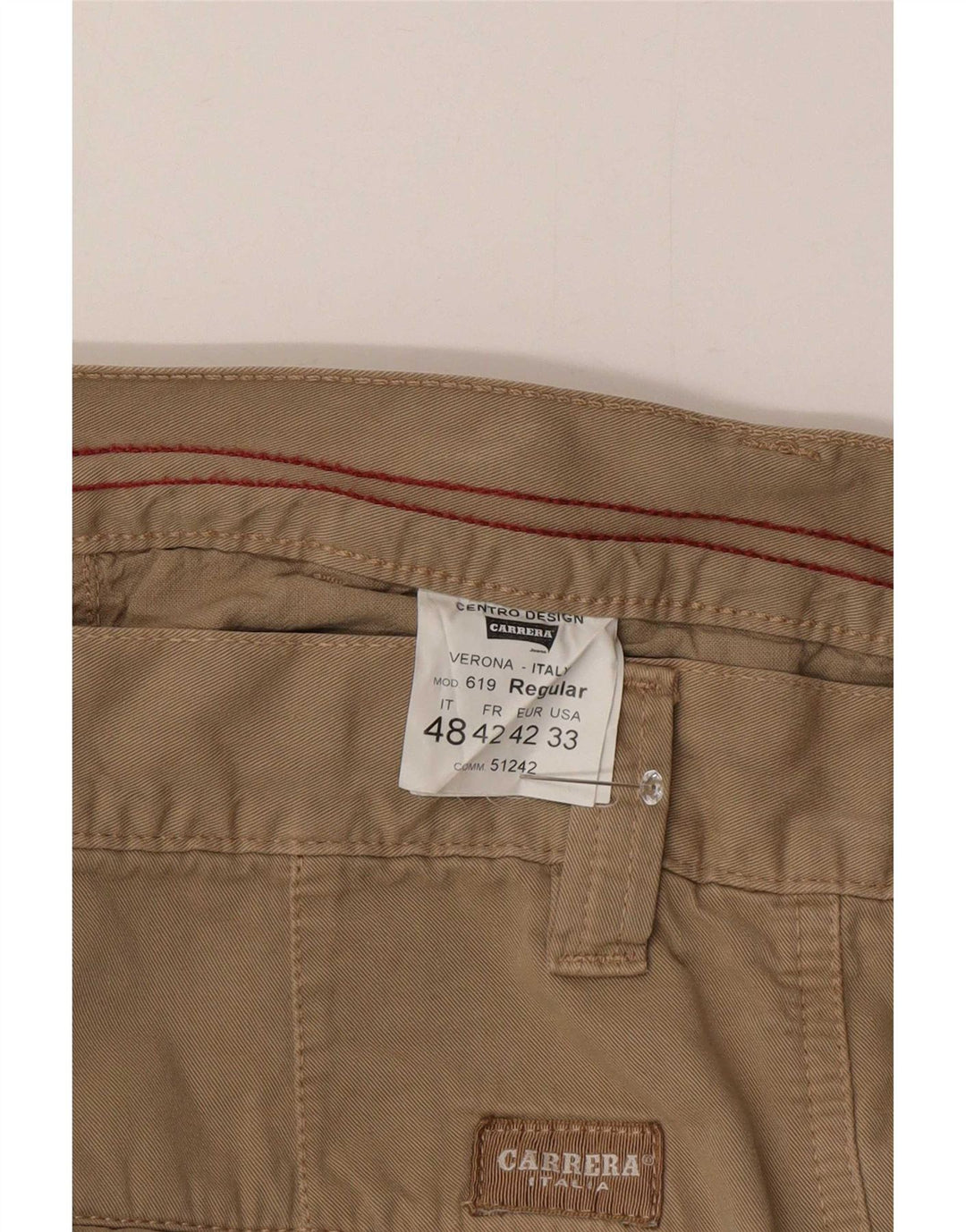 Calça Carrera Masculina Reta Cargo IT 48 Médio W33 L34 Algodão Bege