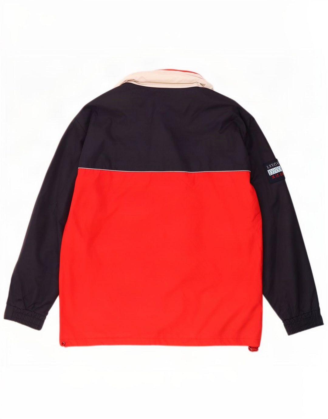 Poliéster vermelho pequeno de Colourblock do revestimento de chuva encapuçado Reino Unido 36 dos homens do vintage
