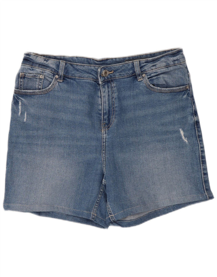 Shorts jeans feminino Marks & Spencer desgastado Reino Unido 12 médio W30 algodão azul