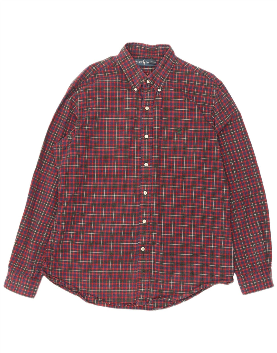 Polo Ralph Lauren Camisa masculina grande de algodão xadrez vermelho