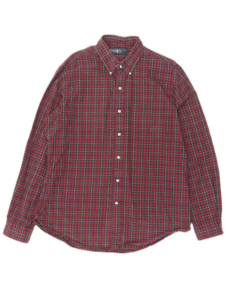 Polo Ralph Lauren Camisa masculina grande de algodão xadrez vermelho