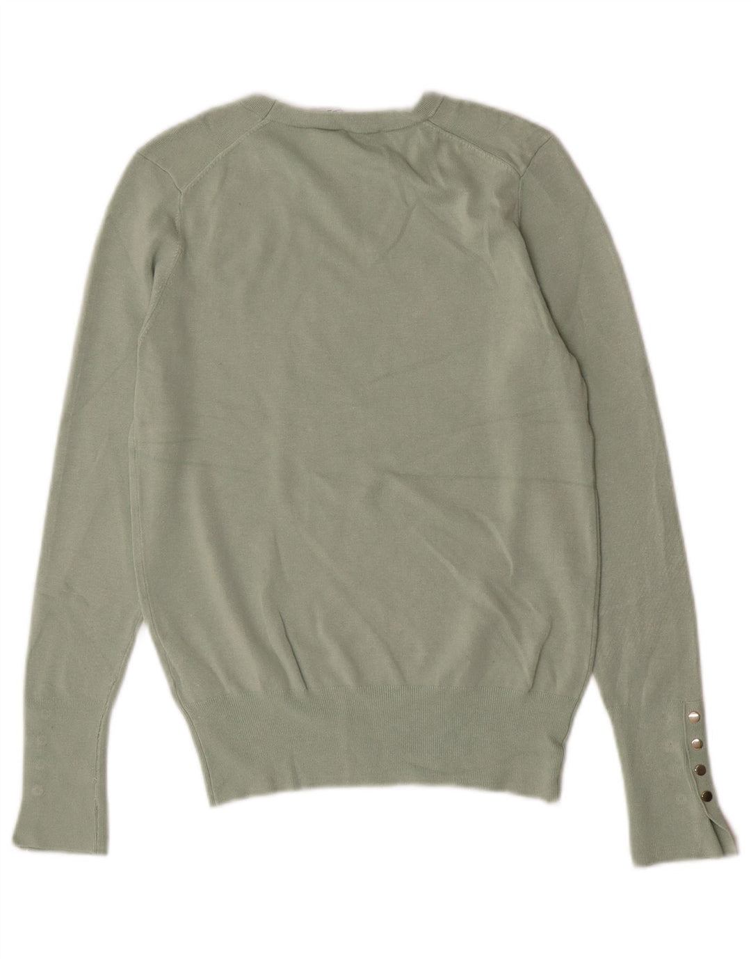 Suéter feminino Zara com gola redonda e viscose verde médio UK 12
