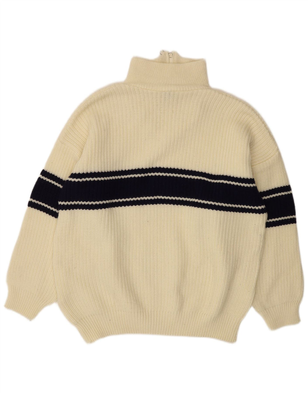 Suéter ideal masculino com gola e zíper, grande bloco colorido branco