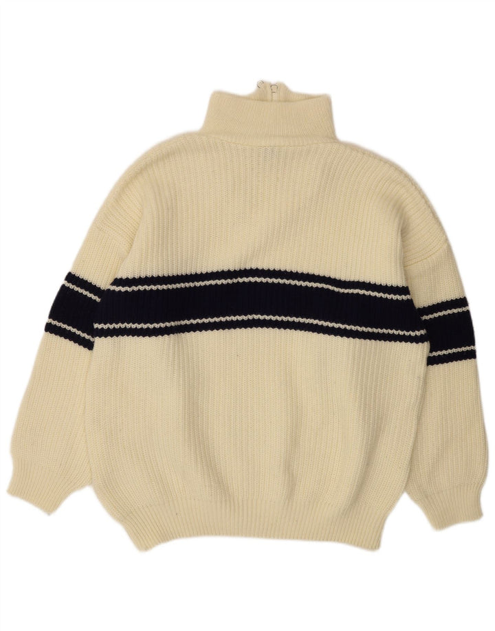 Suéter ideal masculino com gola e zíper, grande bloco colorido branco