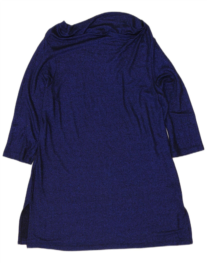 Top feminino Marks & Spencer Longline manga 3/4 Reino Unido 16 grande viscose azul