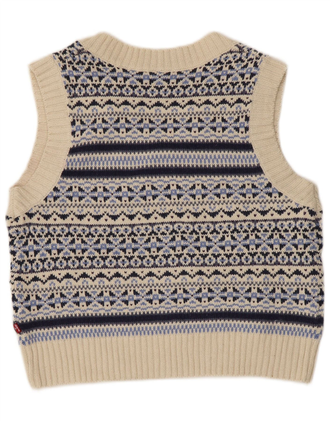 Regata feminina Levi's Crop Vest Reino Unido 12 Médio Azul Fair Isle Algodão
