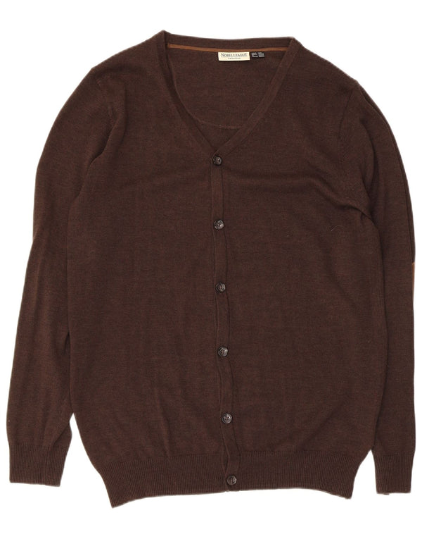 Suéter cardigã masculino vintage Reino Unido 38/40 algodão marrom médio