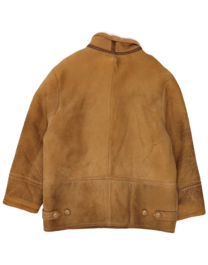Jaqueta feminina Morlands Shearling de grandes dimensões EU 46 XL couro bege