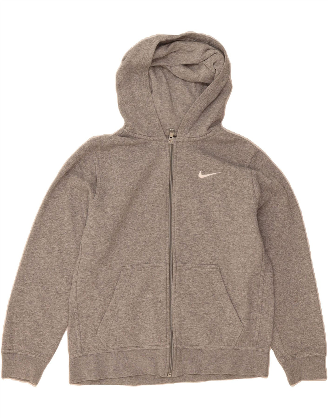 NIKE Boys Zip Hoodie Sweater 12-13 Years Large  Grey Cotton Vintage Nike and Second-Hand Nike from Messina Hembry 