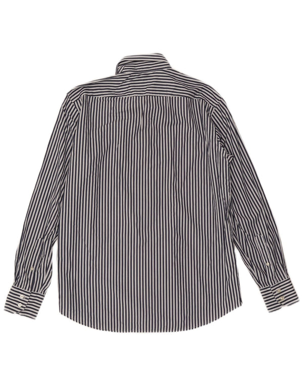 Camisa masculina Hugo Boss Regular Fit tamanho 42 16 1/2 grande listrada azul marinho