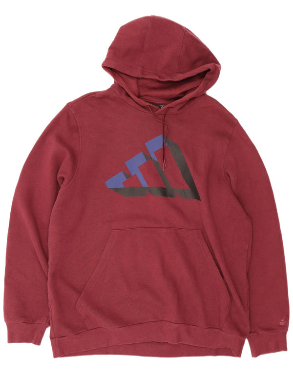 Adidas Mens Graphic Hoodie Jumper Grande Algodão Borgonha Esportivo