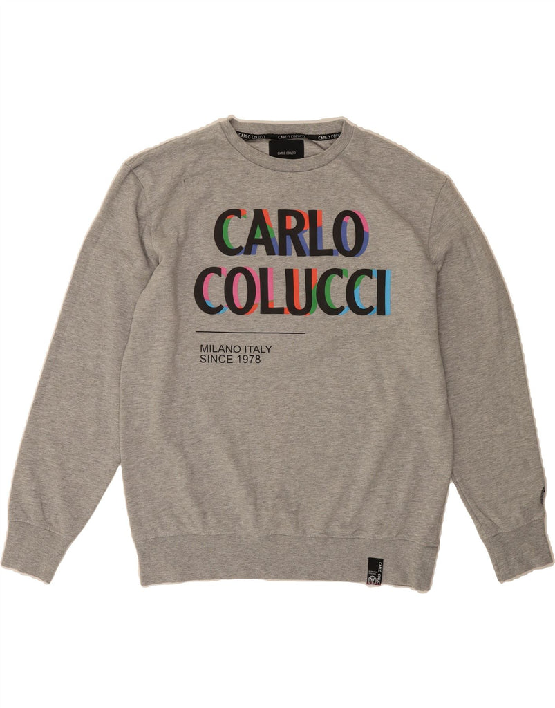 CARLO COLUCCI Mens Graphic Sweatshirt Jumper XL Grey Cotton Vintage Carlo Colucci and Second-Hand Carlo Colucci from Messina Hembry 