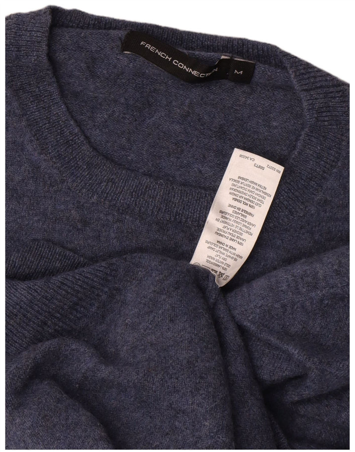Suéter masculino com gola redonda French Connection de lã de cordeiro azul médio