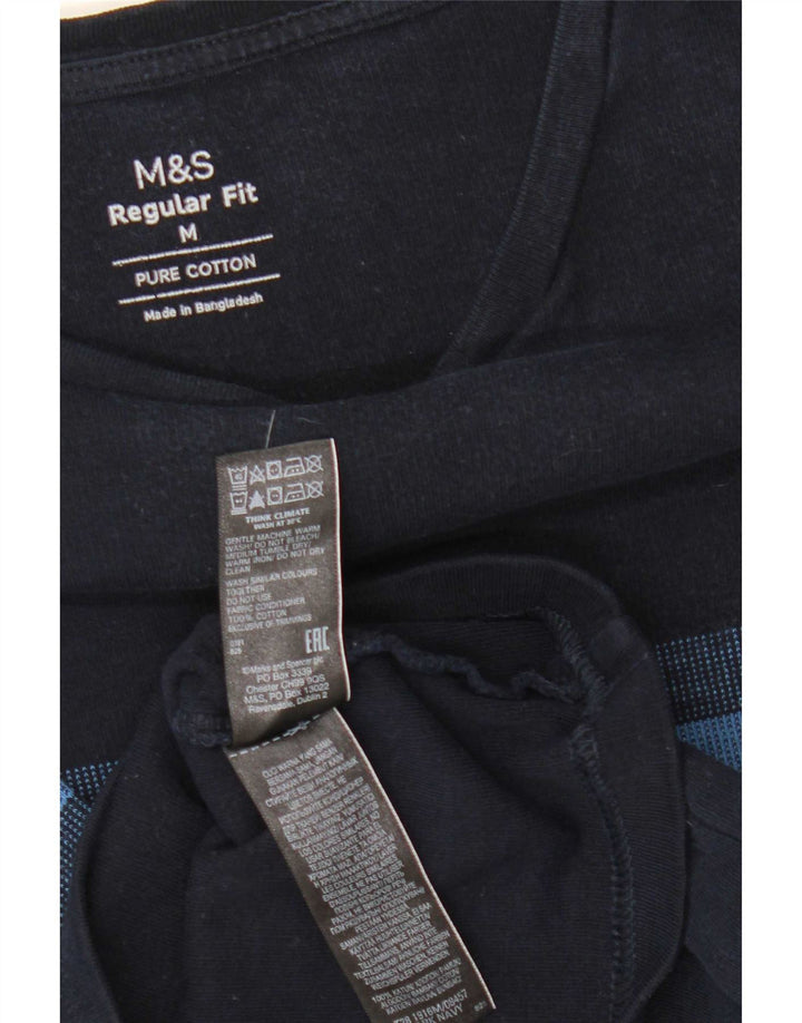 Camiseta feminina Marks & Spencer UK 14 médio listrado azul marinho