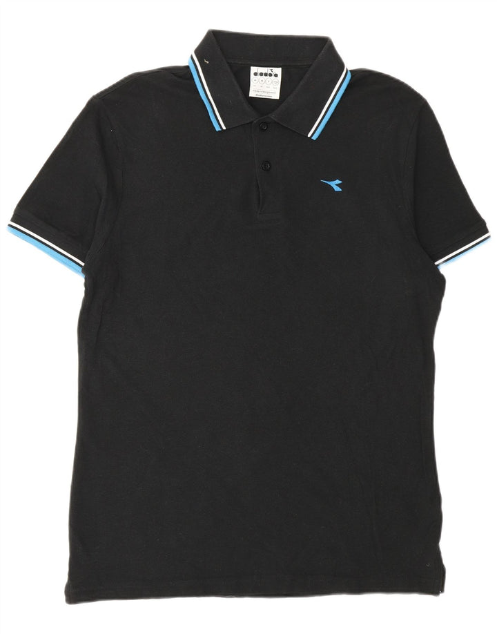 Camisa polo masculina DIADORA de algodão preto médio