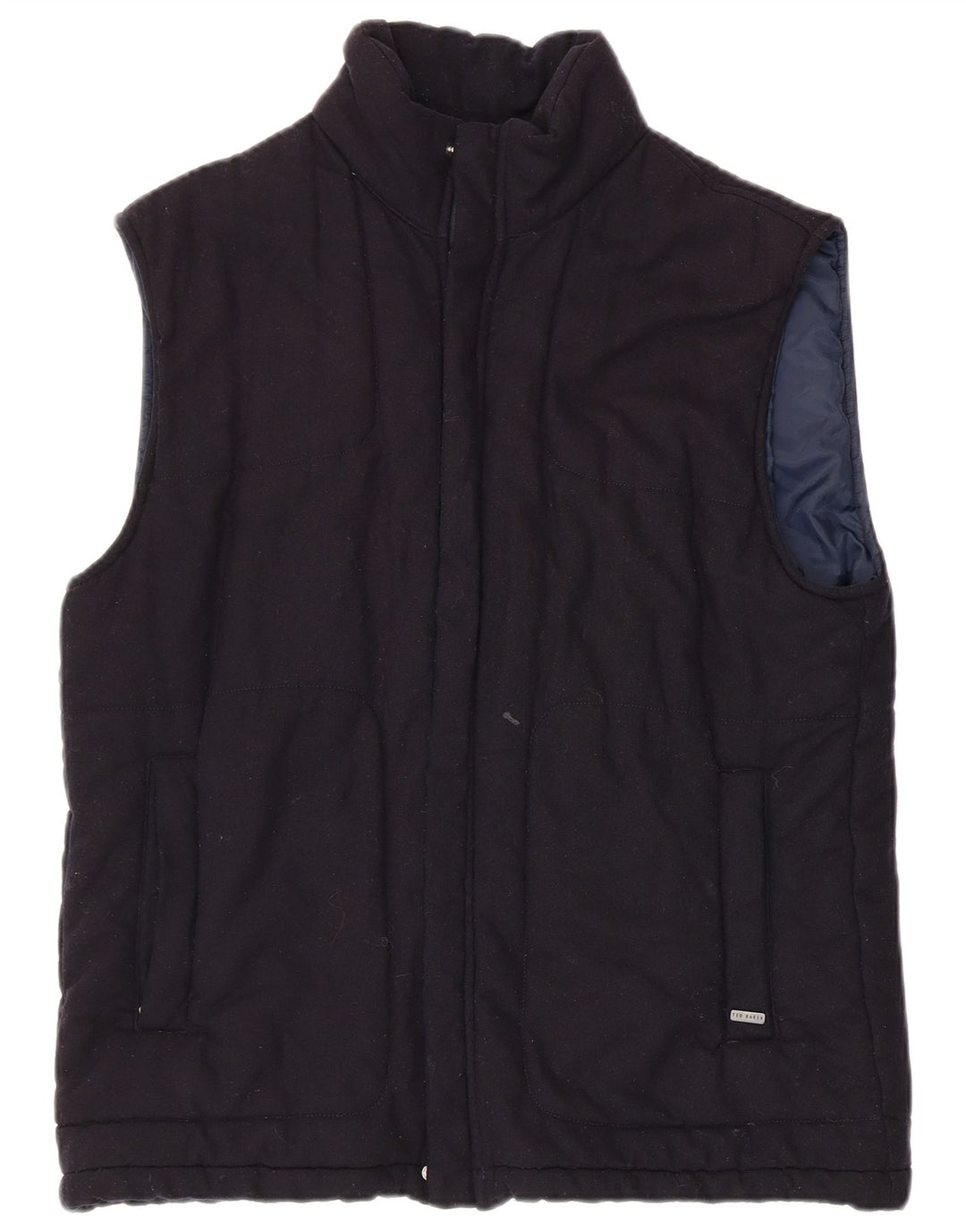 Colete masculino acolchoado TED BAKER tamanho 3 lã virgem azul marinho médio