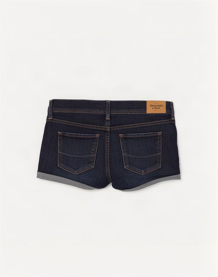 Shorts jeans feminino Abercrombie & Fitch US 8 médio W29 azul marinho
