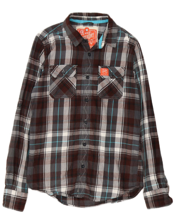Camisa masculina de flanela Superdry grande algodão xadrez multicolorido