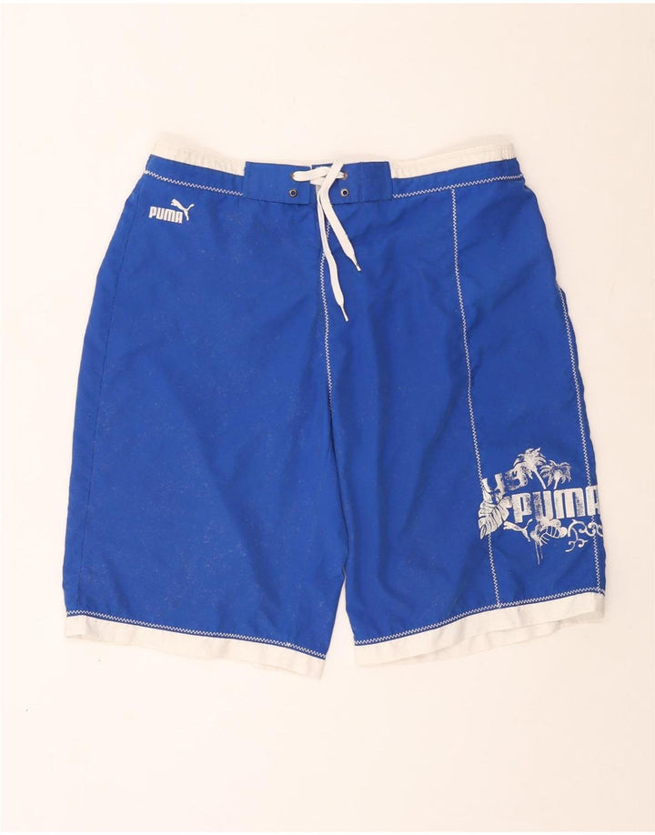 Shorts de natação masculinos Puma Graphic grande azul poliéster