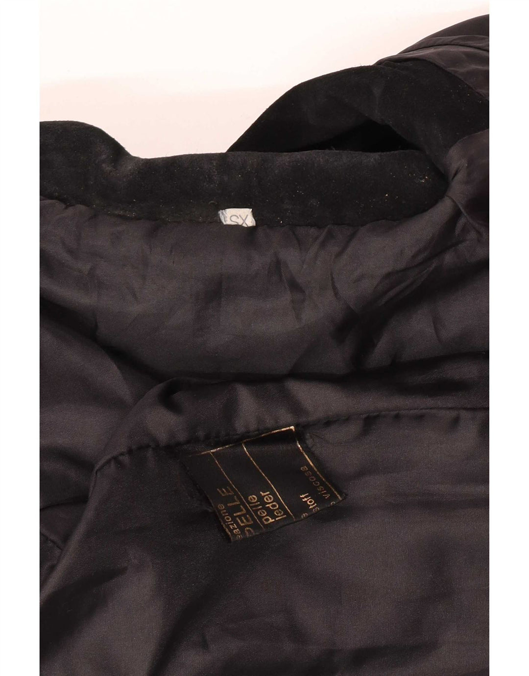 Jaqueta de couro de camurça vintage feminina com 4 botões Reino Unido 6 XS couro preto