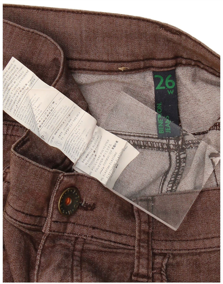 Jeans slim feminino BENETTON W26 L29 algodão marrom