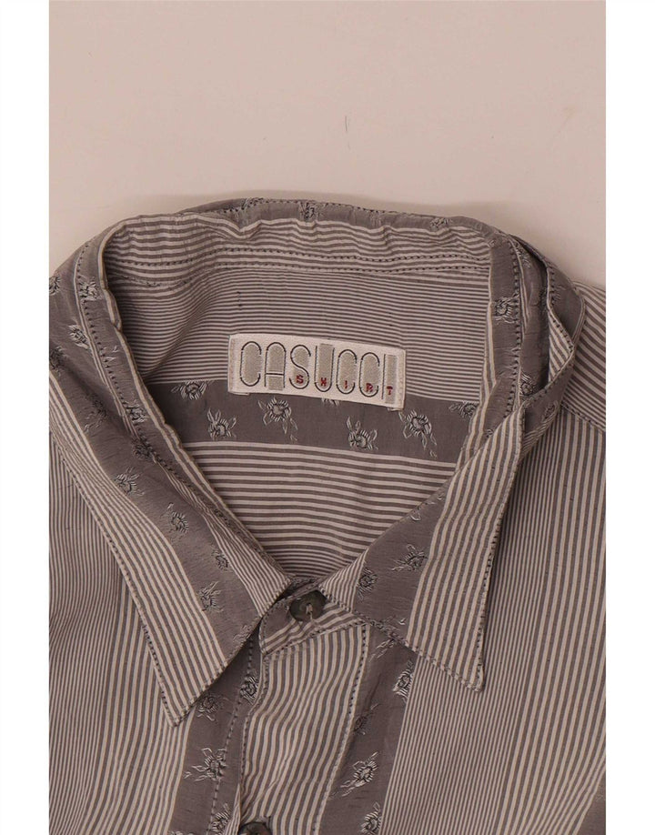 Casucci Camisa Masculina Grande Listrada Cinza