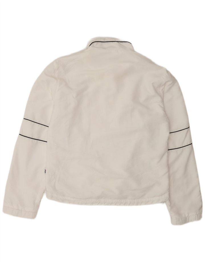 Fila Womens Tracksuit Top Jacket UK 16 Grande Poliéster Branco