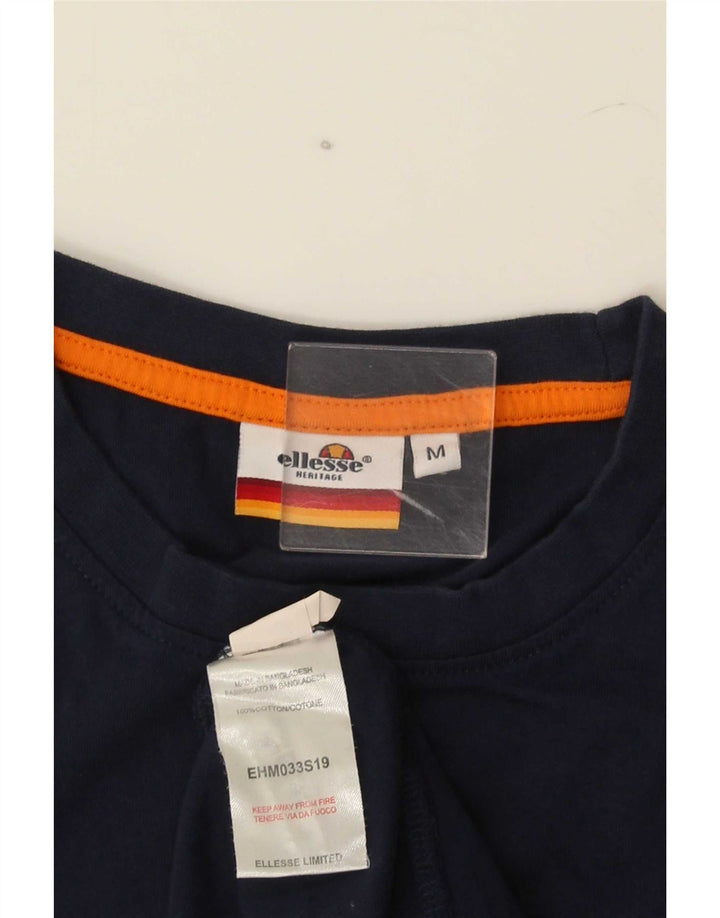 Ellesse Camiseta masculina gráfica Top médio algodão azul marinho