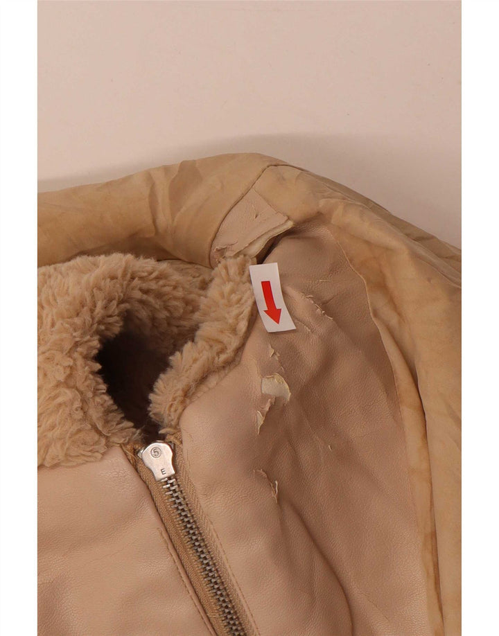 Jaqueta bomber com capuz Teddy Bear feminino Zara Reino Unido 14 poliéster bege médio