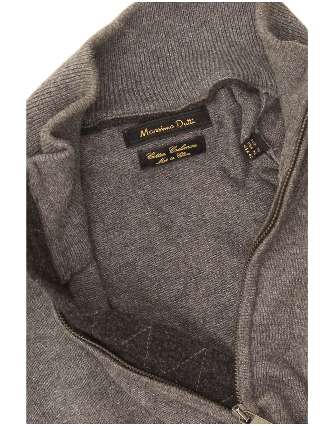 Suéter masculino Massimo Dutti com zíper e gola XL algodão cinza