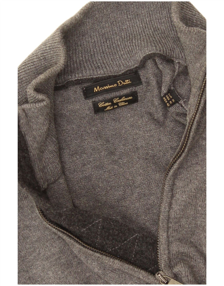 Suéter masculino Massimo Dutti com zíper e gola XL algodão cinza
