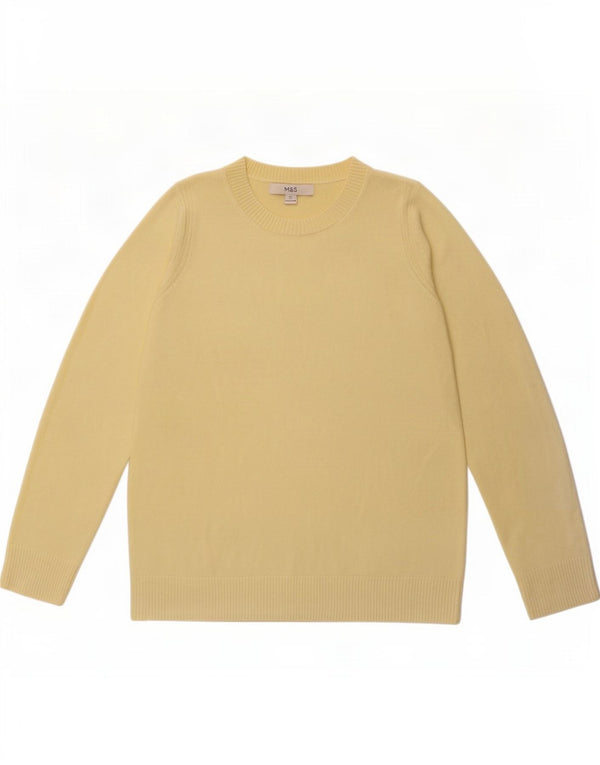 Suéter feminino Marks & Spencer com gola canoa Reino Unido 12 acrílico amarelo médio