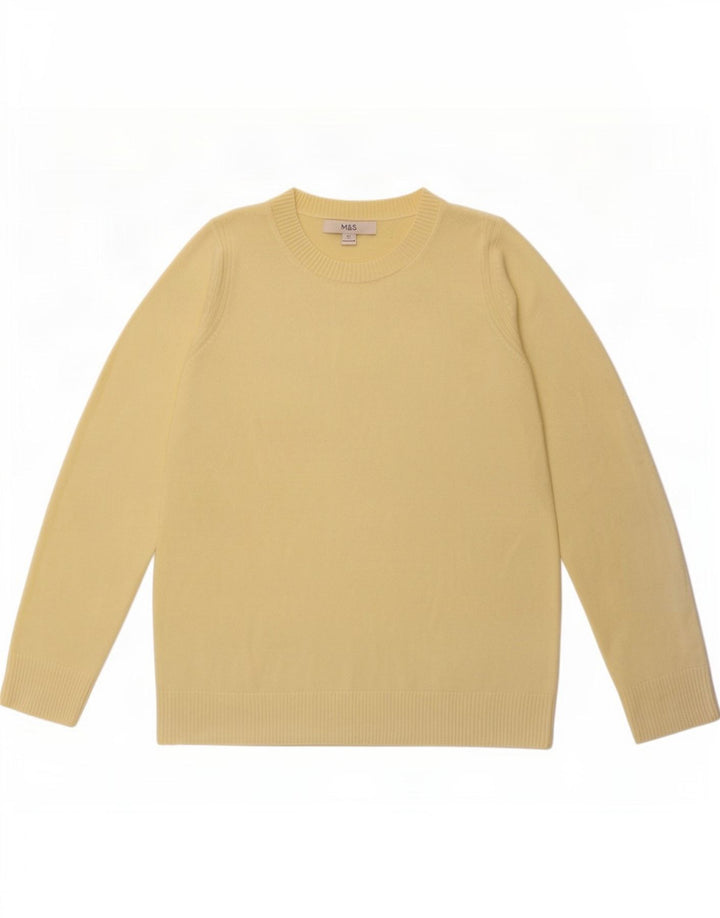 Suéter feminino Marks & Spencer com gola canoa Reino Unido 12 acrílico amarelo médio