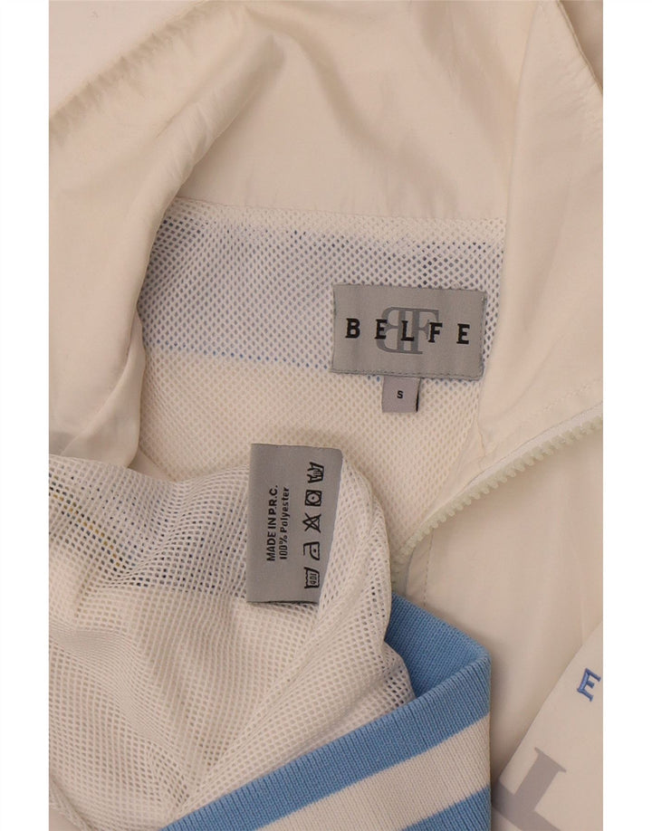 Belfe Mens Graphic Tracksuit Top Jacket Pequeno Poliéster Colorblock Branco