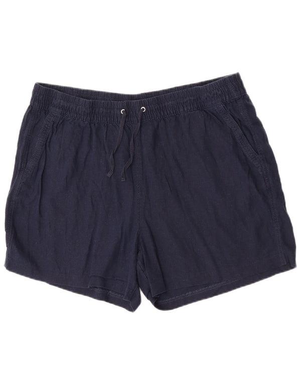 Shorts Chino Feminino Marks & Spencer Reino Unido 18 XL W36 Azul Marinho Linho
