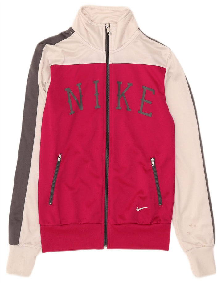 Jaqueta Nike feminina com agasalho gráfico UK 10 pequeno bloco colorido rosa