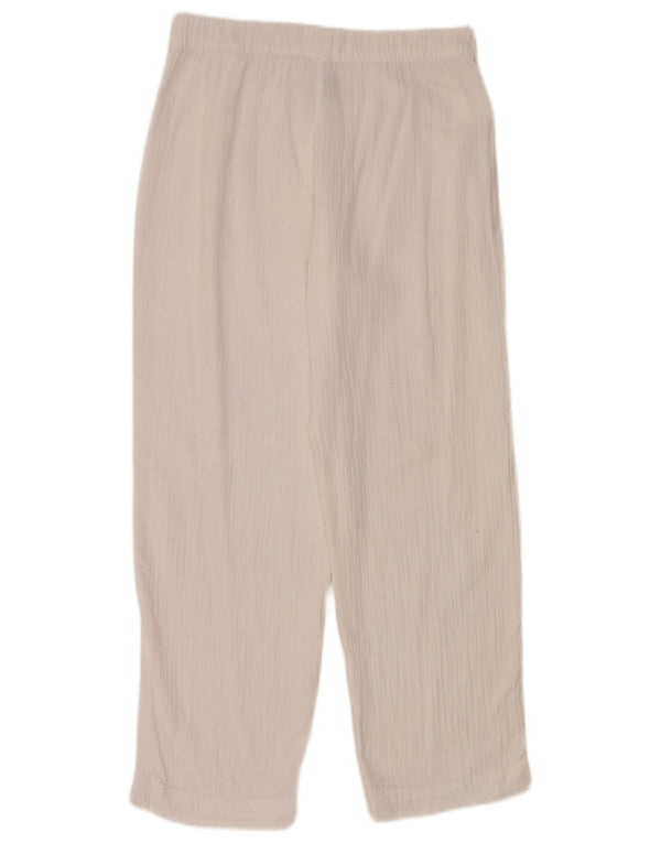 Calça feminina Marks & Spencer folgada casual UK 10 pequena W32 L30 branca