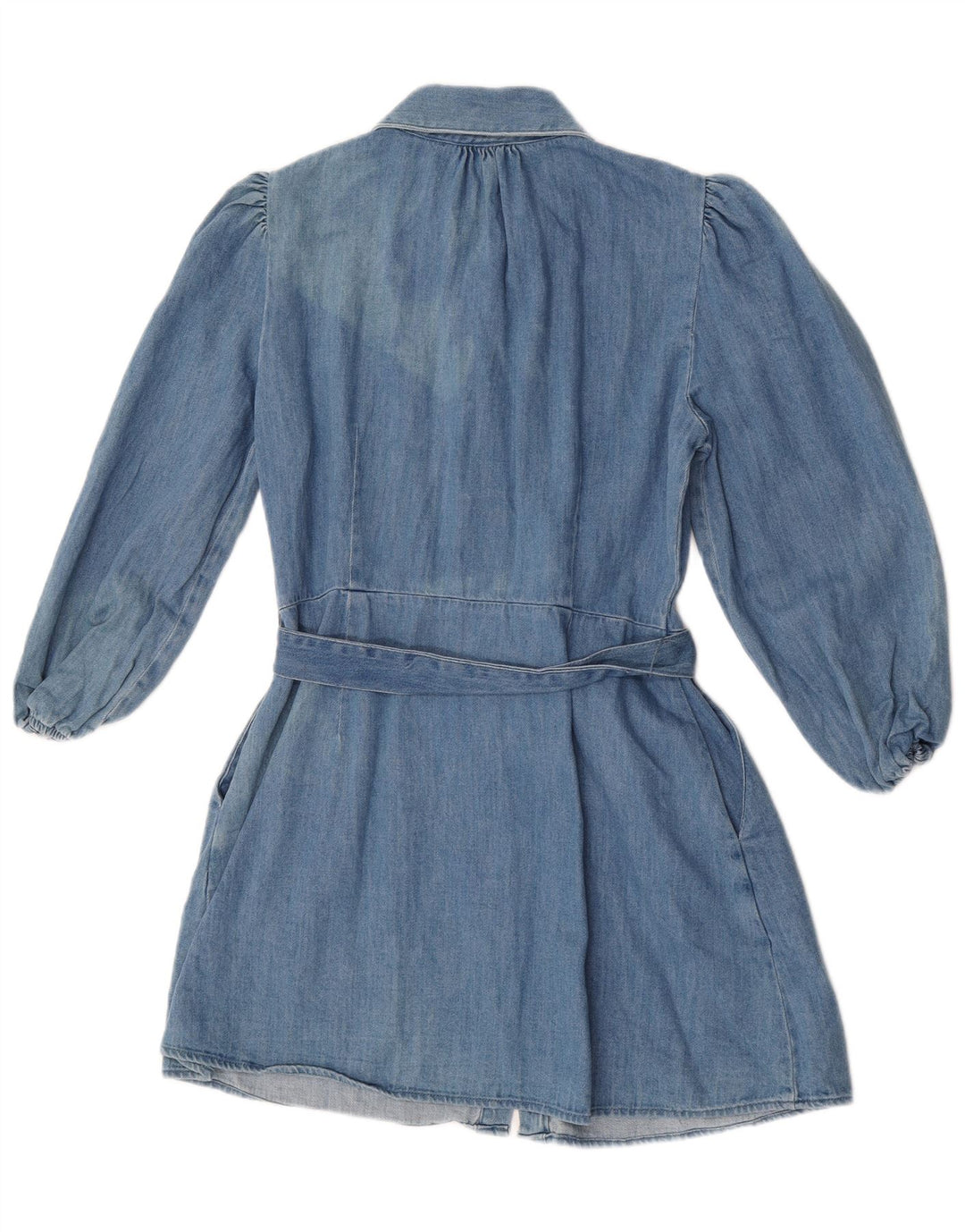 Vestido jeans feminino de manga comprida Zara UK 12 azul médio
