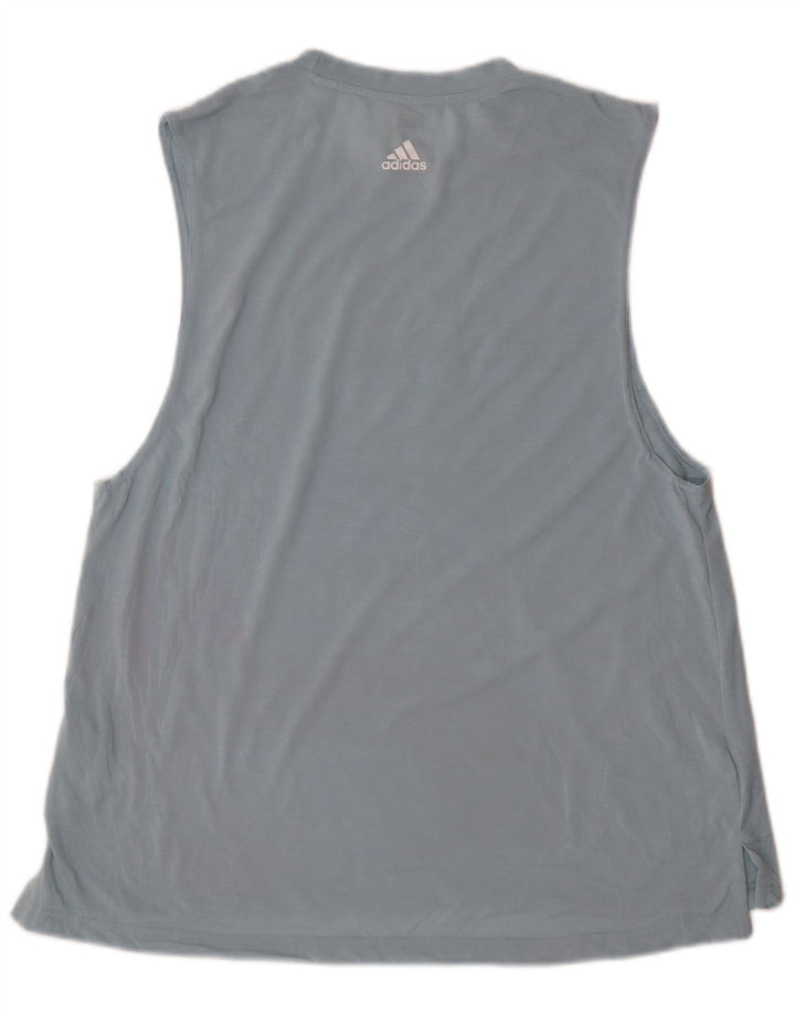 Adidas Womens Graphic Vest Top UK 16/18 Grande Azul Poliéster Esportes