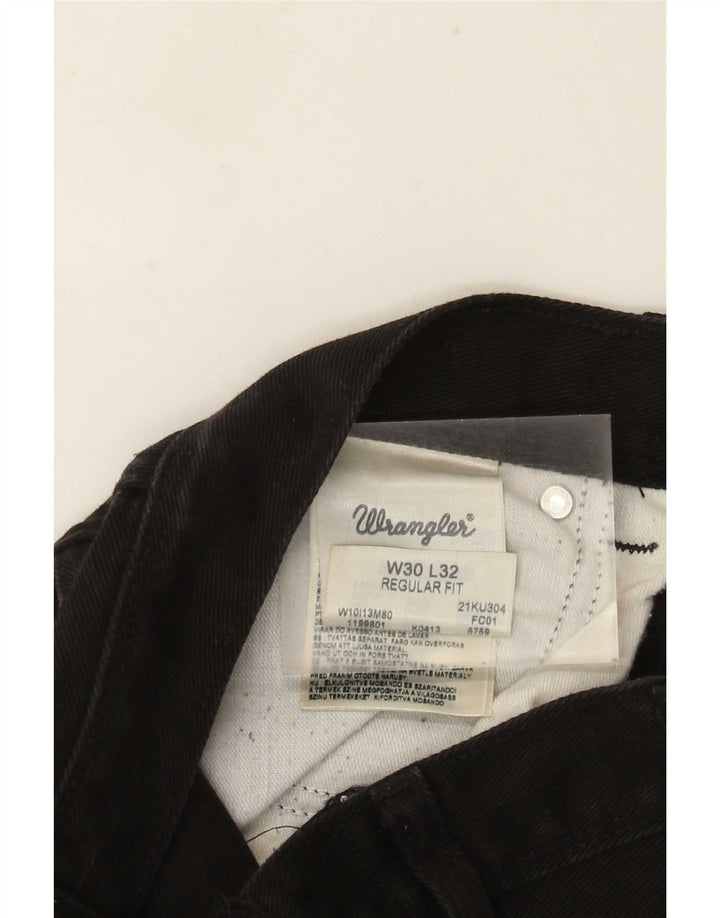 Wrangler Mens Straight Jeans W30 L32 Algodão Preto
