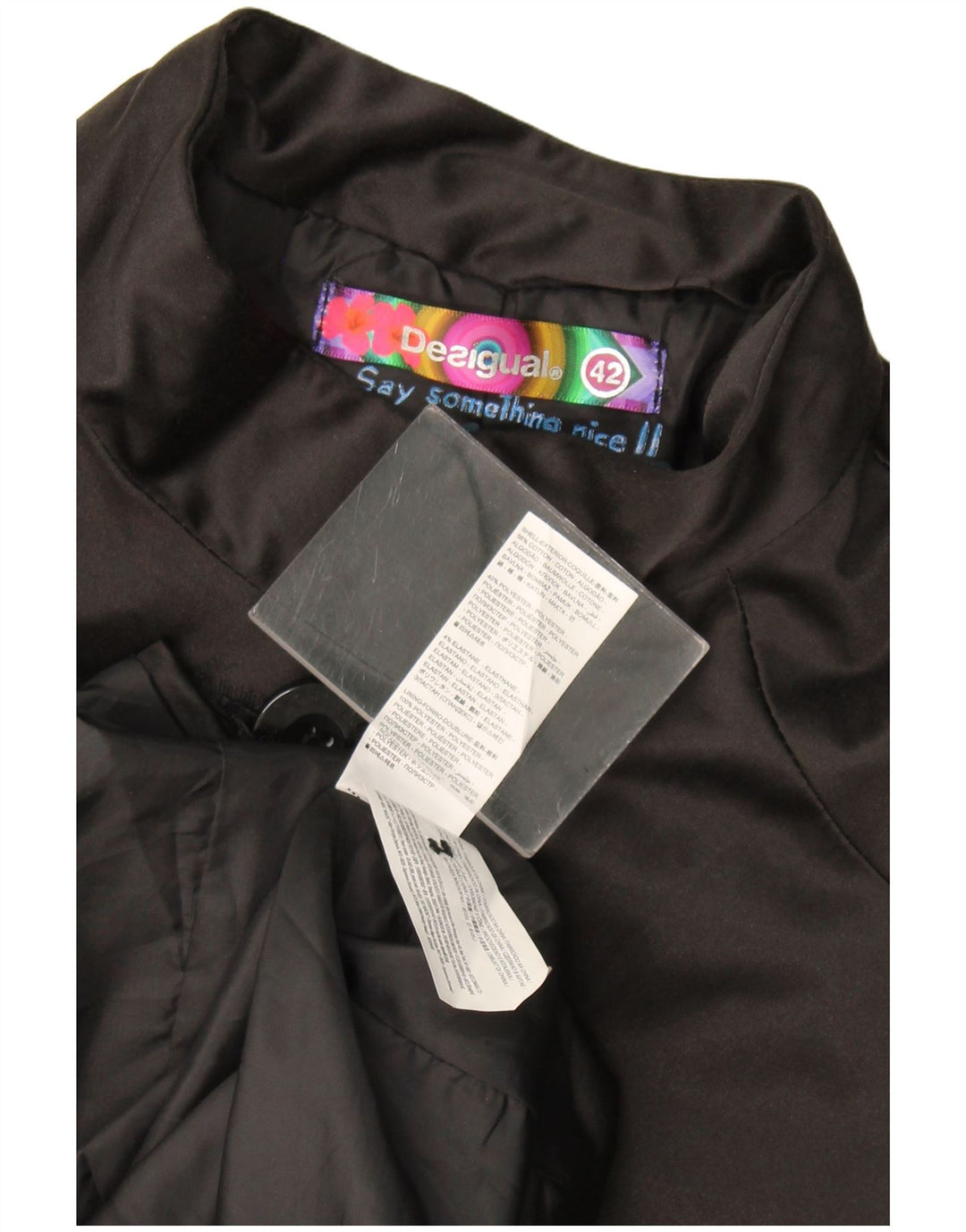 Sobretudo gráfico feminino Desigual EU 42 grande algodão floral preto
