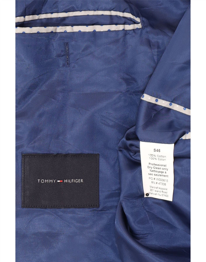 Jaqueta blazer masculina Tommy Hilfiger com 2 botões Reino Unido 46 3XL algodão azul