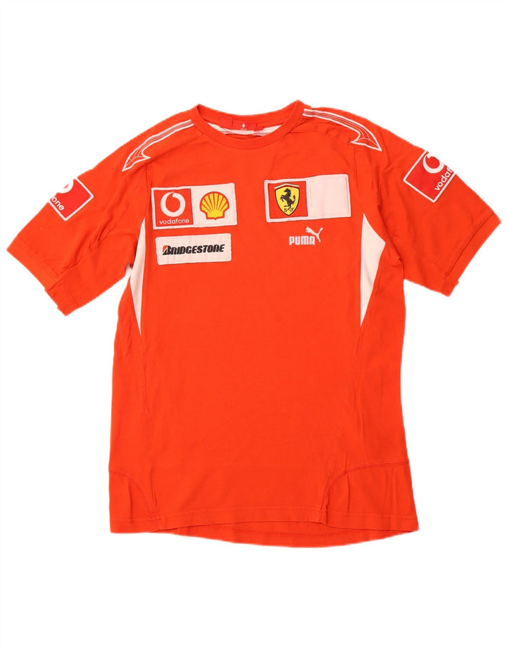 Camiseta masculina PUMA Ferrari Graphic Top Pequeno Algodão Colorblock Vermelho