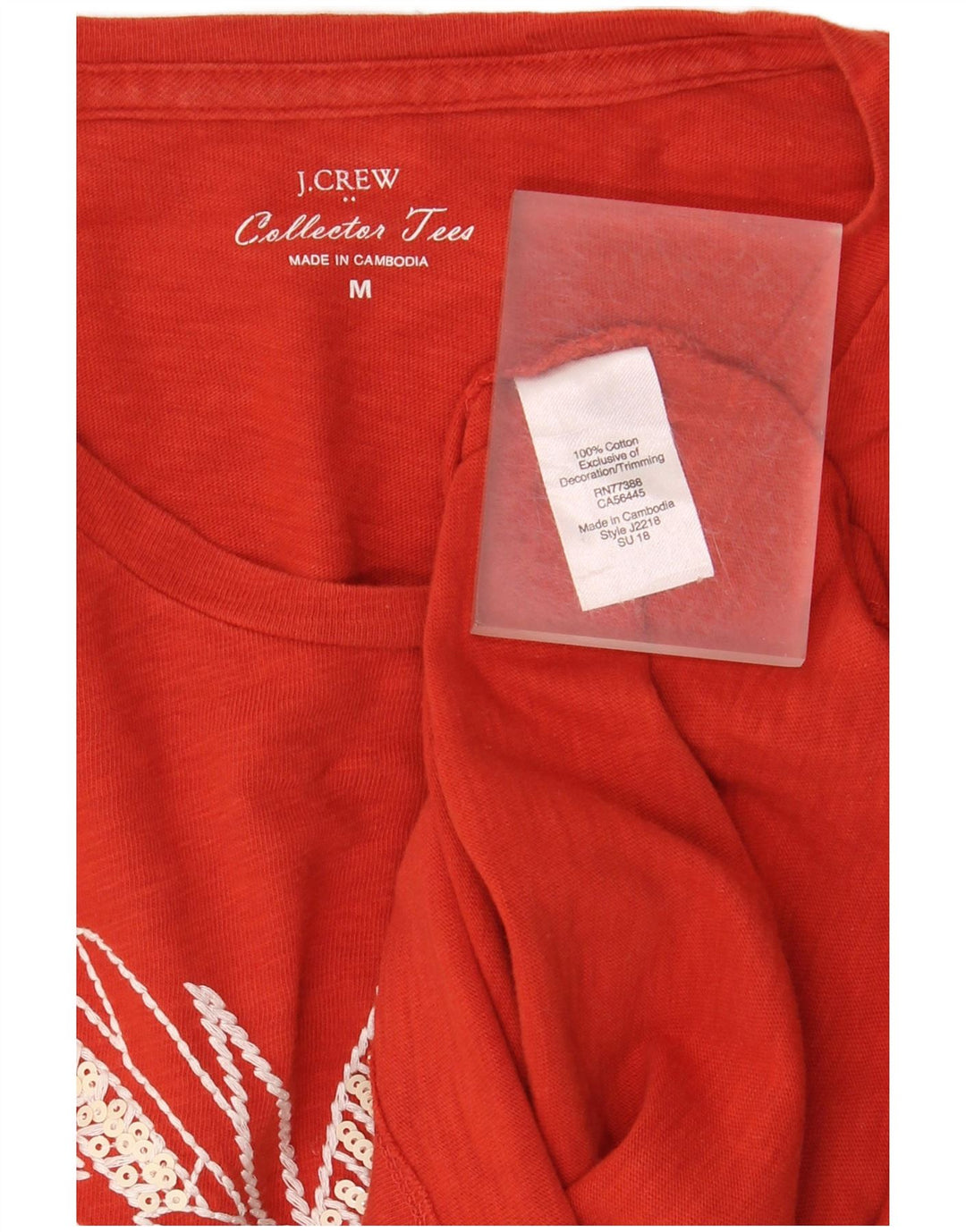 J. CREW Camiseta feminina gráfica Top UK 14 algodão vermelho médio