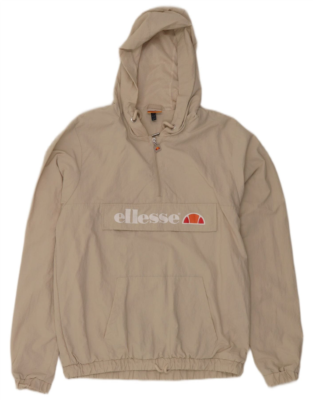 Jaqueta de chuva Ellesse feminina grande com capuz e capuz Reino Unido 8 pequena bege nylon